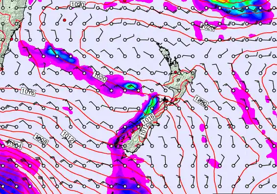 New Zealand forecast chart for Wednesday, March 18th, 2026 at 12:00 AM