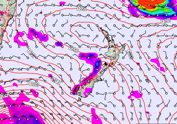 New Zealand forecast chart for Wednesday, March 18th, 2026 at 6:00 AM