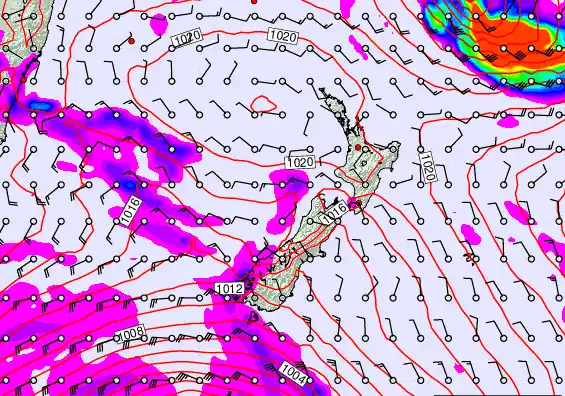 New Zealand forecast chart for Wednesday, March 18th, 2026 at 6:00 PM