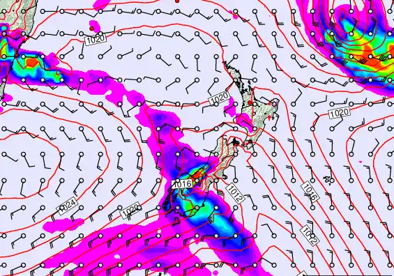 New Zealand forecast chart for Thursday, March 19th, 2026 at 6:00 AM