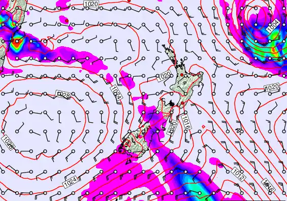 New Zealand forecast chart for Thursday, March 19th, 2026 at 12:00 PM