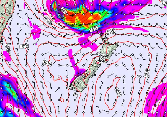 New Zealand forecast chart for Tuesday, March 10th, 2026 at 6:00 PM