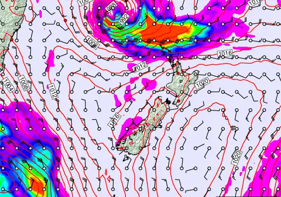 New Zealand forecast chart for Wednesday, March 11th, 2026 at 12:00 AM
