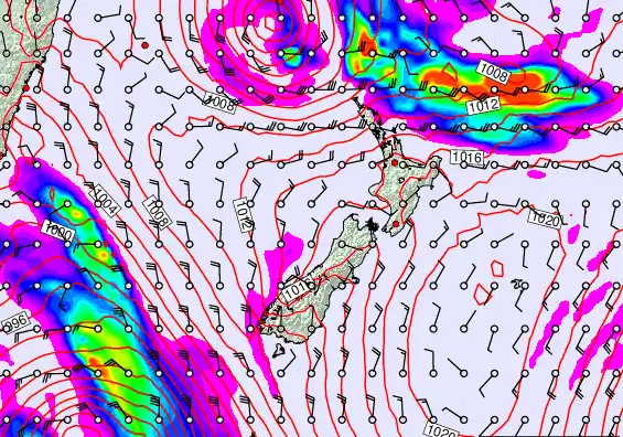 New Zealand forecast chart for Wednesday, March 11th, 2026 at 12:00 PM