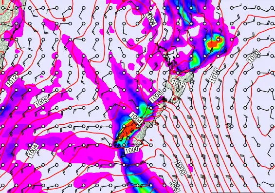 New Zealand forecast chart for Thursday, March 12th, 2026 at 6:00 PM