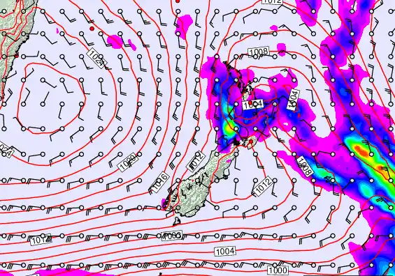 New Zealand forecast chart for Saturday, March 14th, 2026 at 6:00 AM