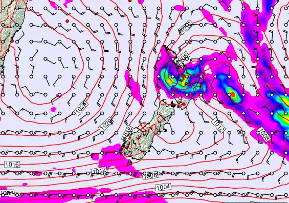 New Zealand forecast chart for Saturday, March 14th, 2026 at 12:00 PM
