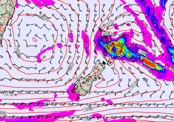New Zealand forecast chart for Saturday, March 14th, 2026 at 6:00 PM