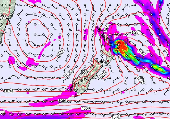 New Zealand forecast chart for Sunday, March 15th, 2026 at 12:00 AM