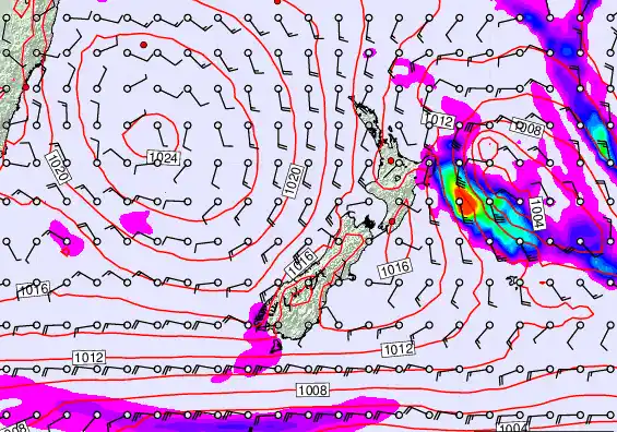 New Zealand forecast chart for Sunday, March 15th, 2026 at 6:00 AM