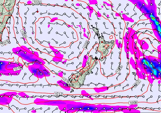 New Zealand forecast chart for Sunday, March 15th, 2026 at 6:00 PM