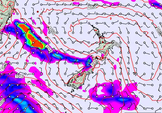 New Zealand forecast chart for Tuesday, March 17th, 2026 at 12:00 AM