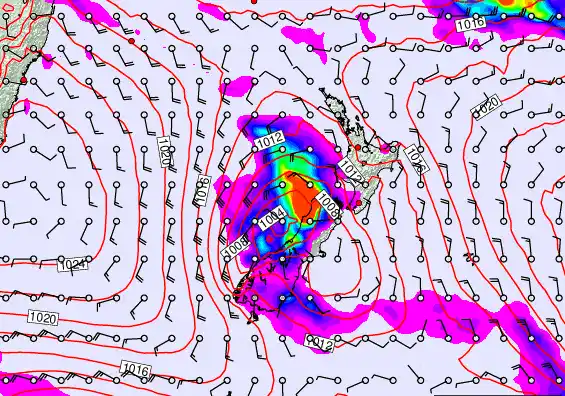 New Zealand forecast chart for Wednesday, March 18th, 2026 at 6:00 AM