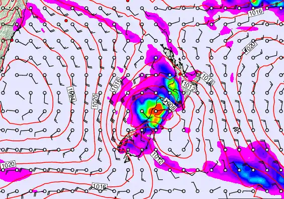 New Zealand forecast chart for Wednesday, March 18th, 2026 at 12:00 PM