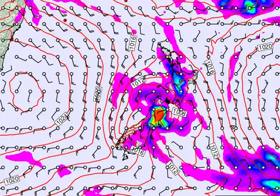 New Zealand forecast chart for Wednesday, March 18th, 2026 at 6:00 PM