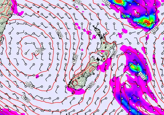 New Zealand forecast chart for Thursday, March 19th, 2026 at 12:00 PM