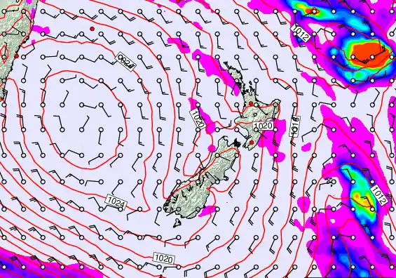 New Zealand forecast chart for Thursday, March 19th, 2026 at 6:00 PM