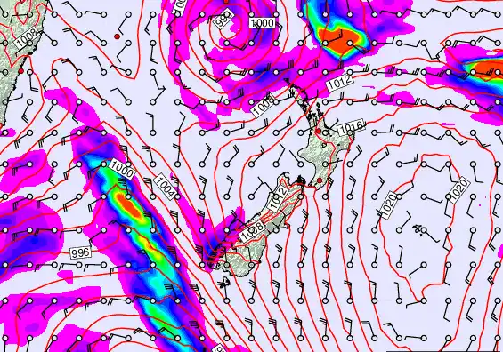 New Zealand forecast chart for Thursday, March 12th, 2026 at 12:00 AM