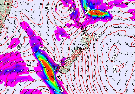 New Zealand forecast chart for Thursday, March 12th, 2026 at 6:00 AM