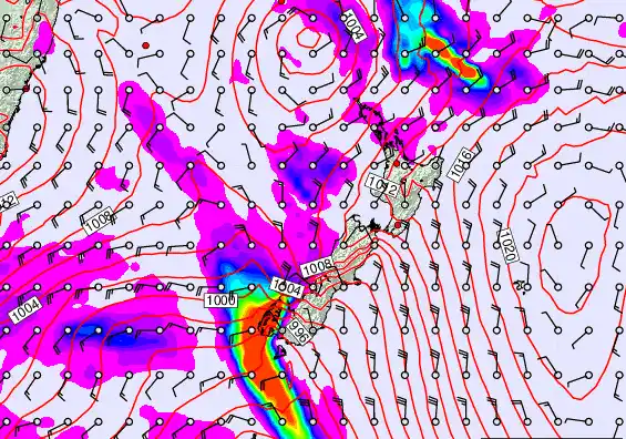 New Zealand forecast chart for Thursday, March 12th, 2026 at 12:00 PM
