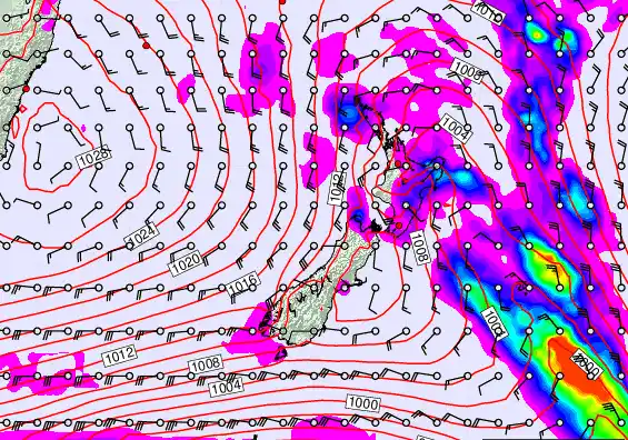 New Zealand forecast chart for Saturday, March 14th, 2026 at 12:00 AM