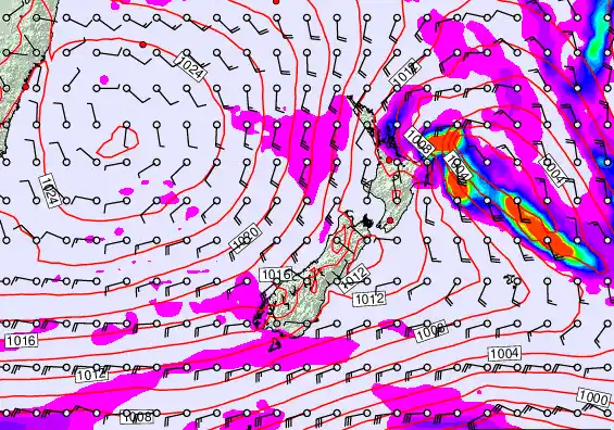 New Zealand forecast chart for Saturday, March 14th, 2026 at 6:00 PM