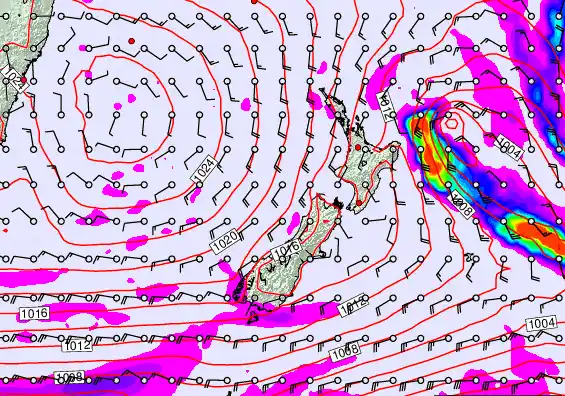 New Zealand forecast chart for Sunday, March 15th, 2026 at 12:00 AM