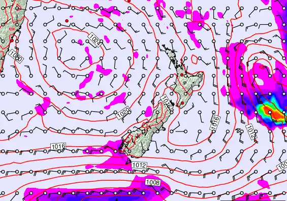 New Zealand forecast chart for Sunday, March 15th, 2026 at 12:00 PM