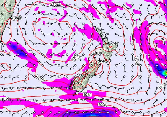 New Zealand forecast chart for Sunday, March 15th, 2026 at 6:00 PM