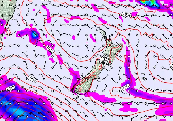 New Zealand forecast chart for Tuesday, March 17th, 2026 at 12:00 AM