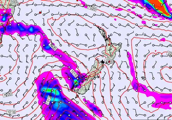 New Zealand forecast chart for Tuesday, March 17th, 2026 at 12:00 PM
