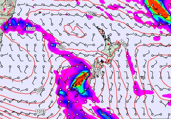 New Zealand forecast chart for Tuesday, March 17th, 2026 at 6:00 PM