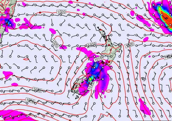 New Zealand forecast chart for Wednesday, March 18th, 2026 at 6:00 AM