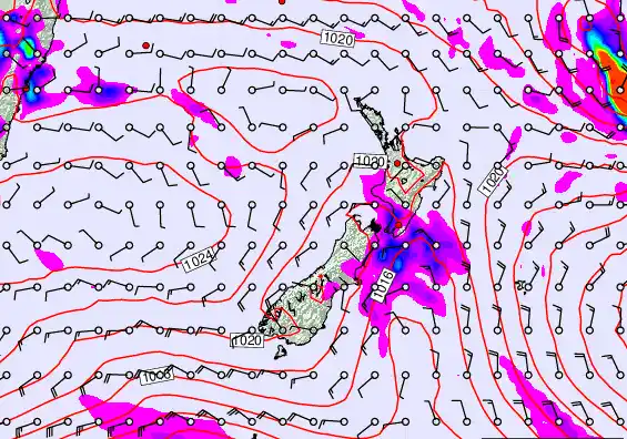 New Zealand forecast chart for Wednesday, March 18th, 2026 at 12:00 PM