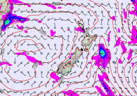 New Zealand forecast chart for Thursday, March 19th, 2026 at 12:00 AM