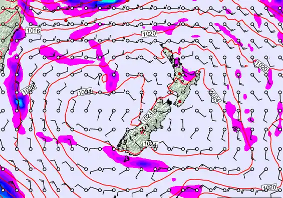 New Zealand forecast chart for Friday, March 20th, 2026 at 6:00 PM