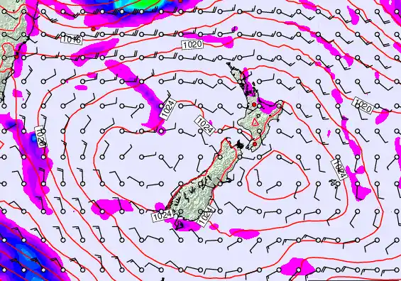 New Zealand forecast chart for Saturday, March 21st, 2026 at 12:00 AM
