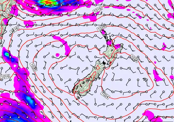 New Zealand forecast chart for Saturday, March 21st, 2026 at 6:00 AM