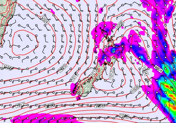 New Zealand forecast chart for Saturday, March 14th, 2026 at 6:00 AM