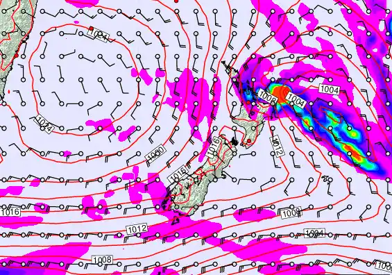 New Zealand forecast chart for Saturday, March 14th, 2026 at 6:00 PM