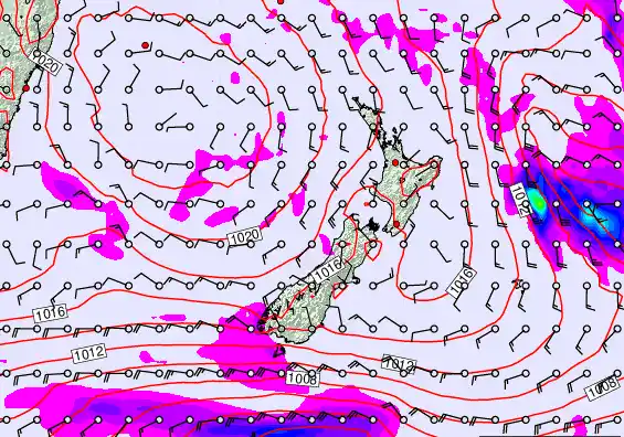 New Zealand forecast chart for Sunday, March 15th, 2026 at 12:00 PM