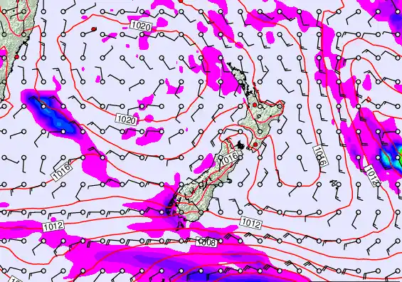 New Zealand forecast chart for Sunday, March 15th, 2026 at 6:00 PM