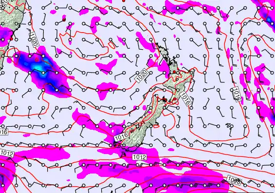 New Zealand forecast chart for Monday, March 16th, 2026 at 12:00 AM