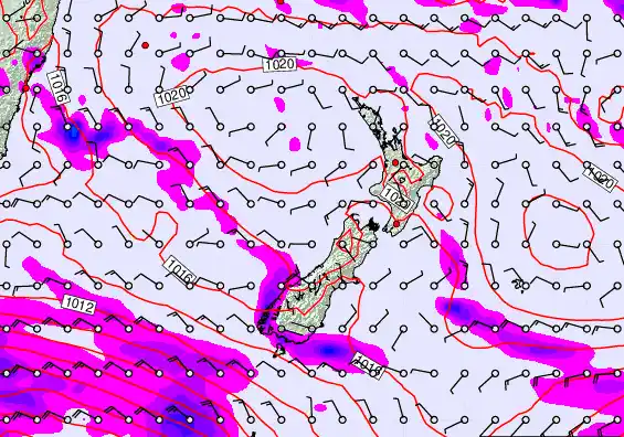 New Zealand forecast chart for Monday, March 16th, 2026 at 6:00 PM