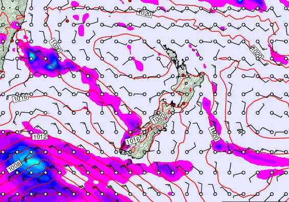 New Zealand forecast chart for Tuesday, March 17th, 2026 at 12:00 AM