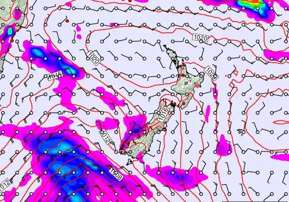 New Zealand forecast chart for Tuesday, March 17th, 2026 at 6:00 AM