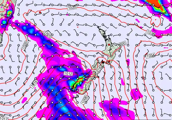 New Zealand forecast chart for Tuesday, March 17th, 2026 at 12:00 PM