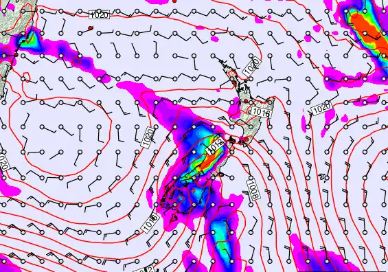 New Zealand forecast chart for Wednesday, March 18th, 2026 at 12:00 AM
