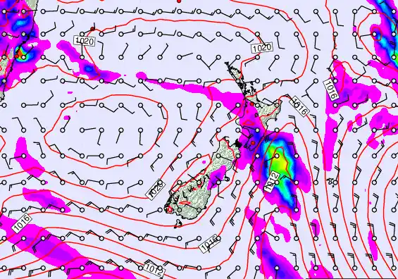 New Zealand forecast chart for Wednesday, March 18th, 2026 at 12:00 PM