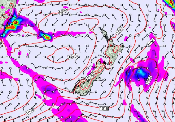 New Zealand forecast chart for Thursday, March 19th, 2026 at 12:00 AM